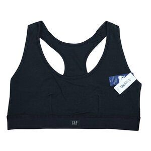 Gap Body Cotton Ribbed Stretch Racerback Pullover Comfort Bralette NWT Black
